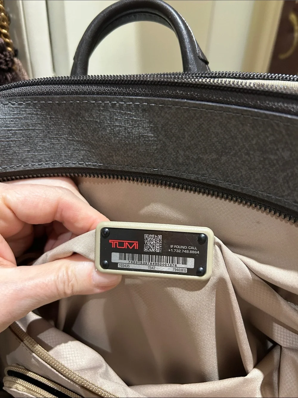 Tumi Stanton Becca in Earl Grey Textured Laptop Backpack gently used